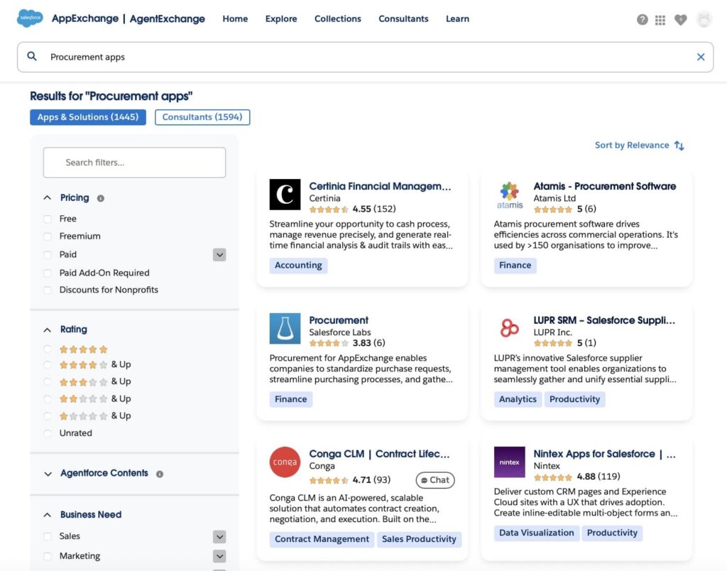 Procurement apps on AppExchange