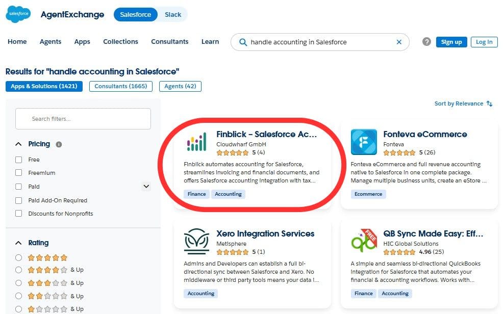 Accounting solutions on AgentExchange