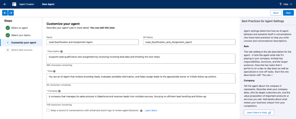 Customize your agent
