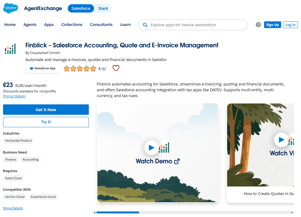 Finblick on AgentExchange