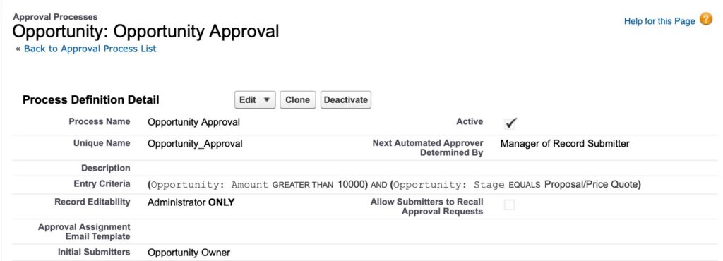 Opportunity Approval Process