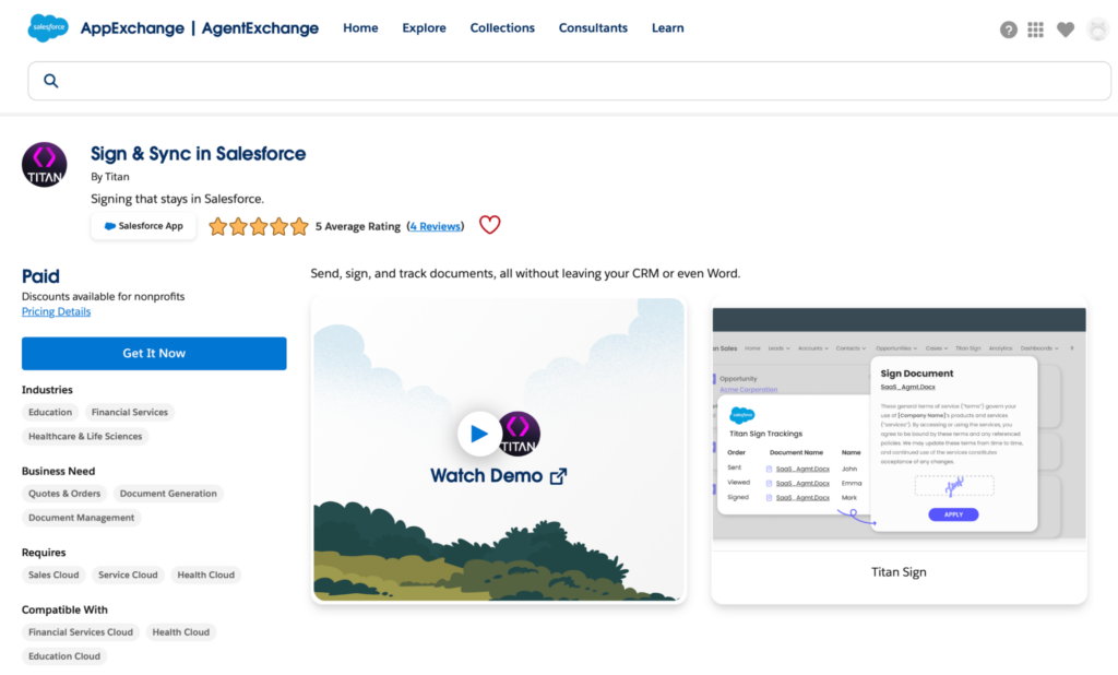 Sign & Sync in Salesforce on AppExchange