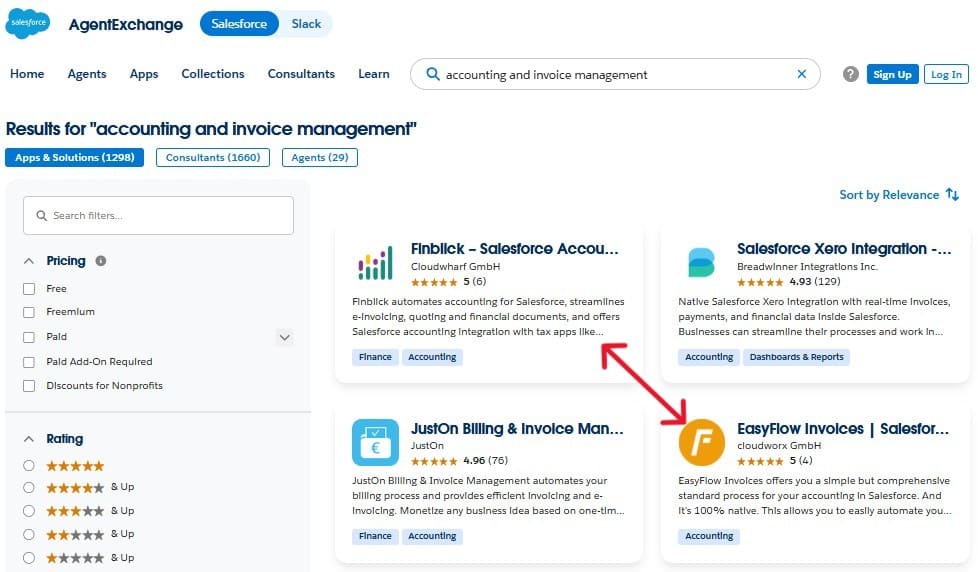 Accounting and invoice management solutions on AppExchange