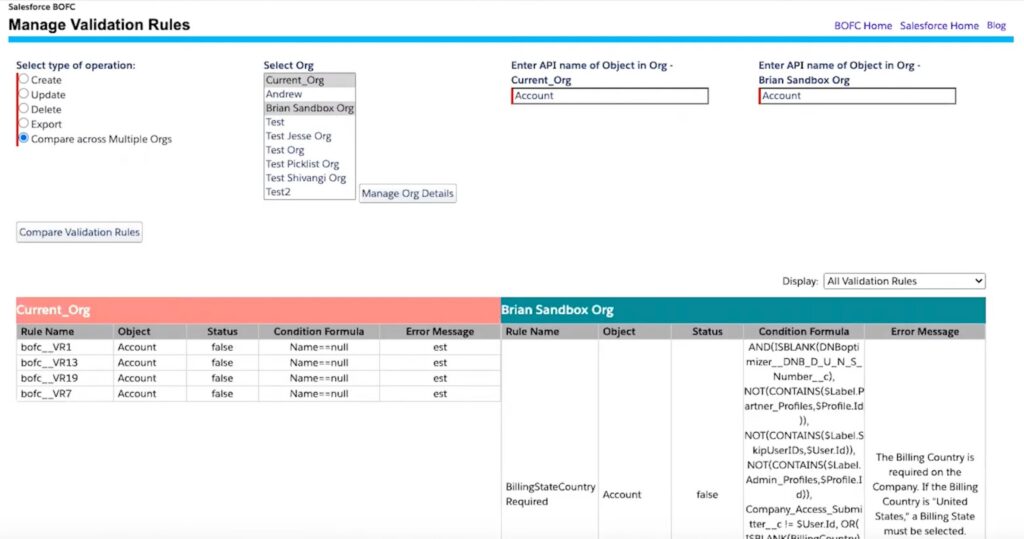 BOFC Cross-org Validation Rule Comparator
