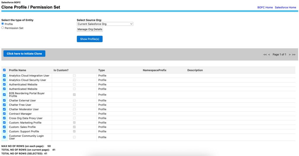 Clone Profiles in BOFC