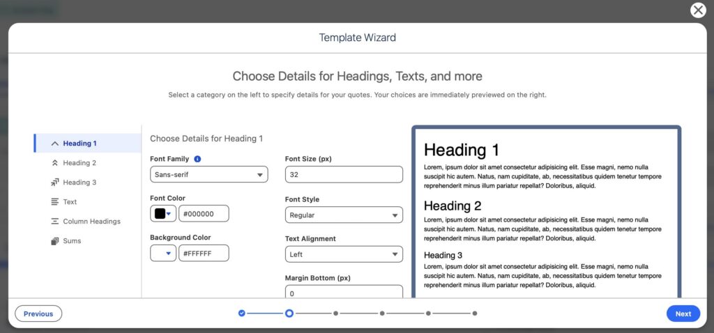 Choose Details for Headings