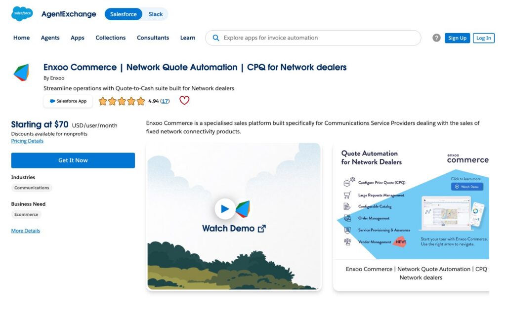 Enxoo Commerce | Network Quote Automation | CPQ for Network deale