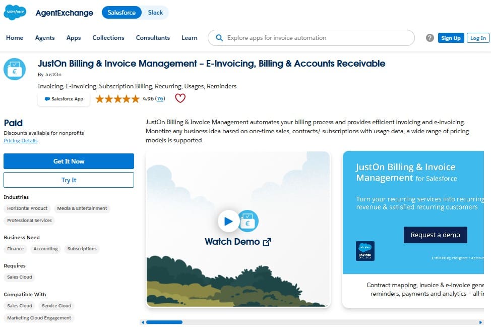 JustOn Billing & Invoice Management on AppExchange