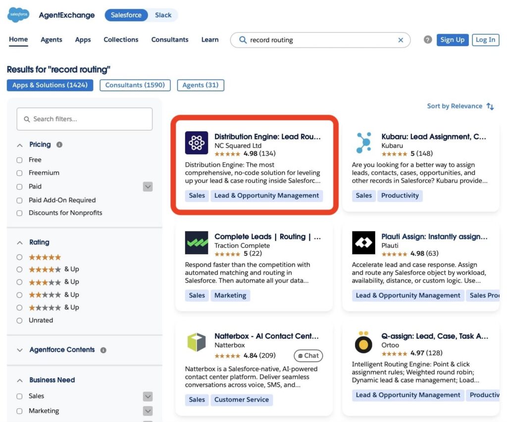 record routing on AppExchange
