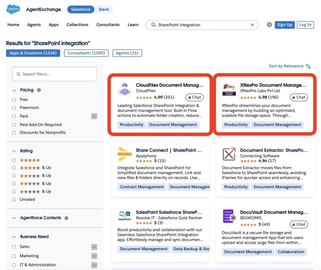 SharePoint Integartion on AppExchange