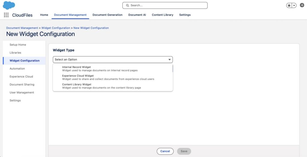 Widget Configuration