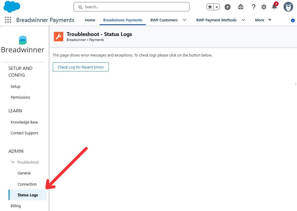 Breadwinner Payments Status Logs