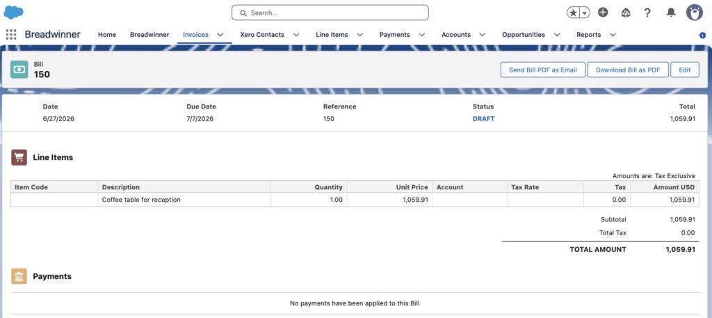 Invoice in Salesforce