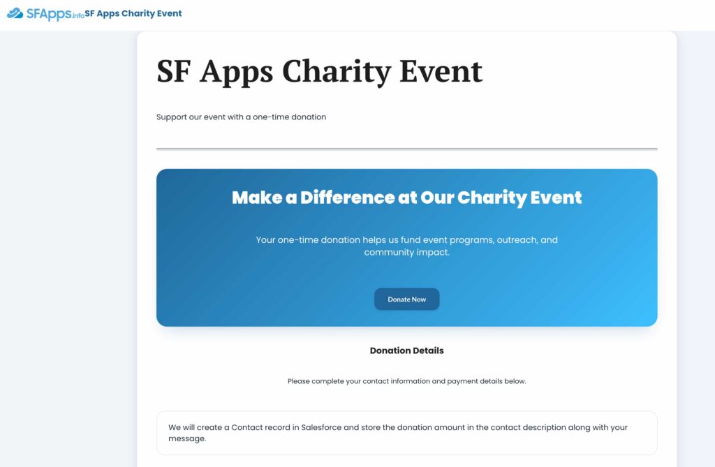 Published donation form created with Titan AI Studio