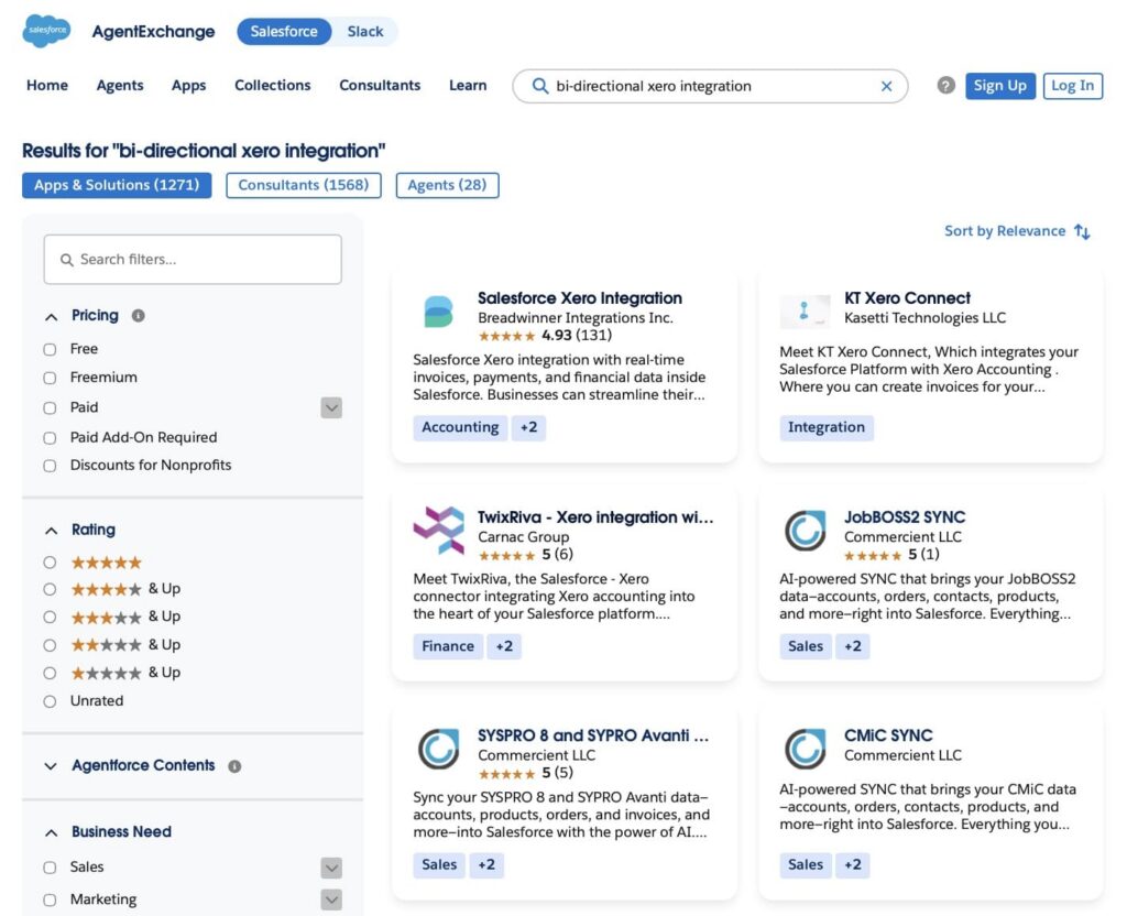 bi-directional xero integration on AppExchange