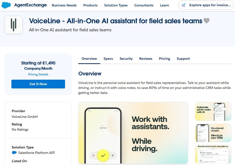 VoiceLine - All-in-One AI assistant for field sales teams